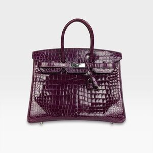 Hermès - Birkin 35 - Amethyst Shiny Porosus Crocodile